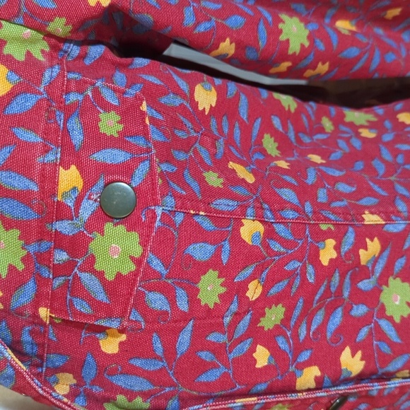 Vtg. Gotcha Covered Red Floral Jean Jacket Fabric Flower power Embroidered Back - Picture 4 of 9